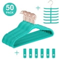 thumbnail image 3 of VECELO 50 Pack Velvet Clothes Hangers with 360 Rotating Hook, Slim Space Saving Suit Hangers, Green, 3 of 9