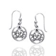 thumbnail image 3 of The Druid's Amulet - Triquetra Celtic Knot and Pentacle Sterling Silver Earrings, 3 of 3