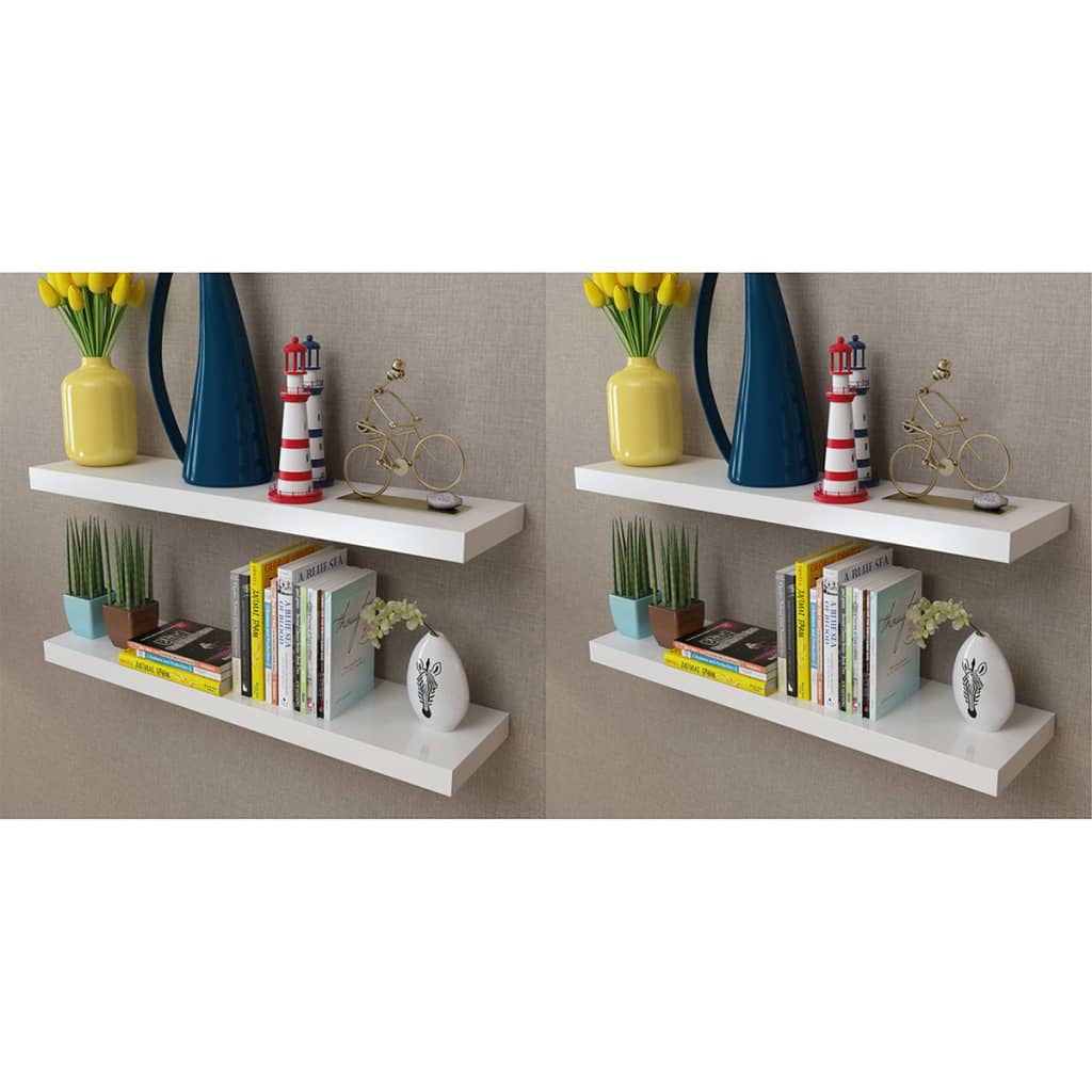 Two 40cm Floating Wall Shelves Storage Decor Display Unit Book Shelf Mount Rack 