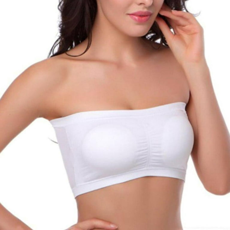 Popular Women's 2 Pack Seamless Wirefree Lightweight Bandeau Tube Bra - One  Size to Plus Size
