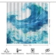 thumbnail image 2 of 4Pcs Minimalist Sea Art Wave Shower Curtain Set with Toilet Lid Cover Non-Slip Rugs for Bathroom, Contemporary Blue Ocean Nature Shower Curtain Bathroom Sets with Hooks, 72x72 Inch, 2 of 6