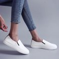 thumbnail image 4 of NOKIO Women's Slip on Shoes PU Leather Slip on Sneaker Low Top Casual Shoes Women Casual Shoes Fashion Simple Spring And Summer New Pattern Flat Bottom Comfortable Non Slip Slip On Shoes, 4 of 8