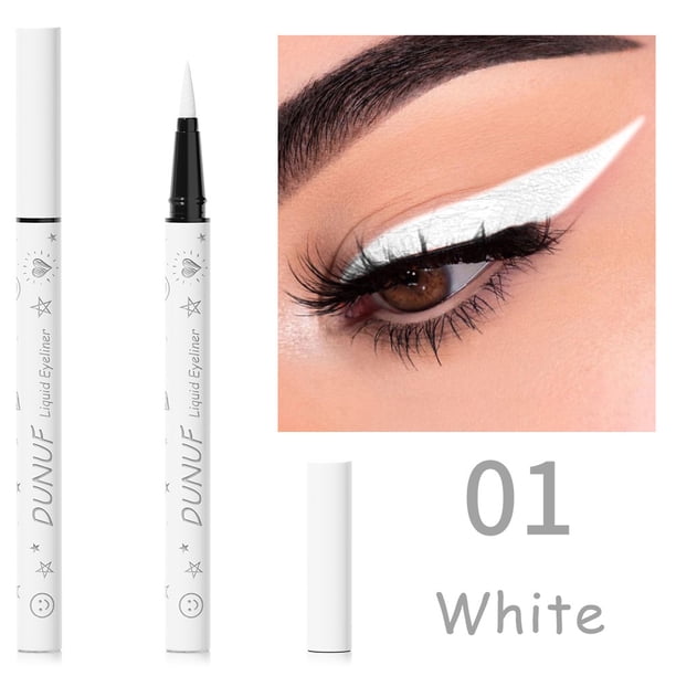 DUNUF-Lápiz Delineador de ojos líquido, 12 colores, mate ultrafino, resistente al agua, duradero, negro, marrón, cosmético( DUCXYXY01- White