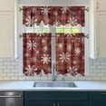 thumbnail image 2 of 3-Piece Christmas Kitchen Curtain Set - Ruffled Valance and Tier Curtains with Rod Pocket, Fresh Winter Pattern for Farmhouse Kitchen Windows Decor, 54"x14" + 27.5"x36"x2, 2 of 5