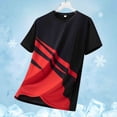 thumbnail image 3 of LPZOOGU Men's Striped T-Shirt Short Sleeve Crew Neck Casual Summer Tee Diagonal Color Block Print Athletic Sport Shirt, 3 of 4
