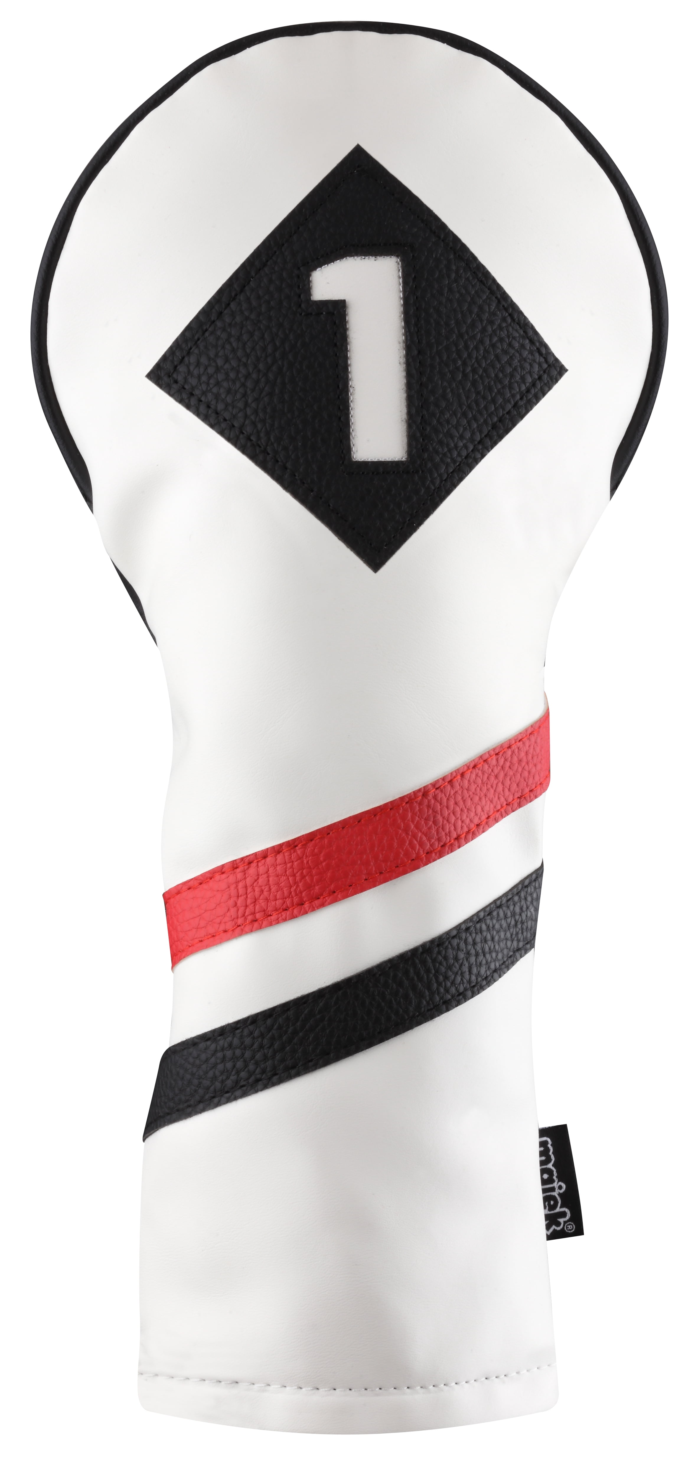 Majek Retro Golf Headcovers White Red and Black Vintage Leather Style 1 3 5 X Driver Fairway and Hybrid Head Covers Fits 460cc Drivers Classic Look