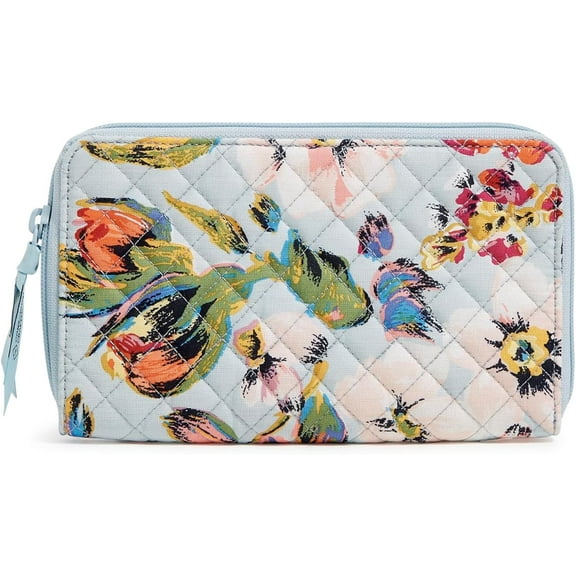 Vera Bradley Women's Cotton Deluxe Travel Wallet with RFID Protection in Sea Air Floral