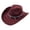 02# Coffee, variant on Qwertyu Wide Brim Western Cowboy Cowgirl Hat with Wind Lanyard Felt Fedora Hat for Men Women Coffee
