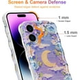 thumbnail image 4 of Case iPhone 16 Pro Max, Colorful Retro Oil Painting Printed Flower Laser Glossy Pattern Cute Curly Wave Edge Exquisite Phone Cover Stylish Durable TPU Protective Case Girl Women-Green,Purple White, 4 of 5
