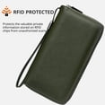 thumbnail image 2 of Cartera Bveyzi de piel con bloqueo RFID para mujer, color verde oliva, 2 of 5