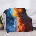 thumbnail image 3 of Naloa Red And Blue Flame Waves Flannel Blankets - Thick and Warm Blanket for Winter, Soft Fuzzy Plush King Blanket for All Seasons80"x60", 3 of 6