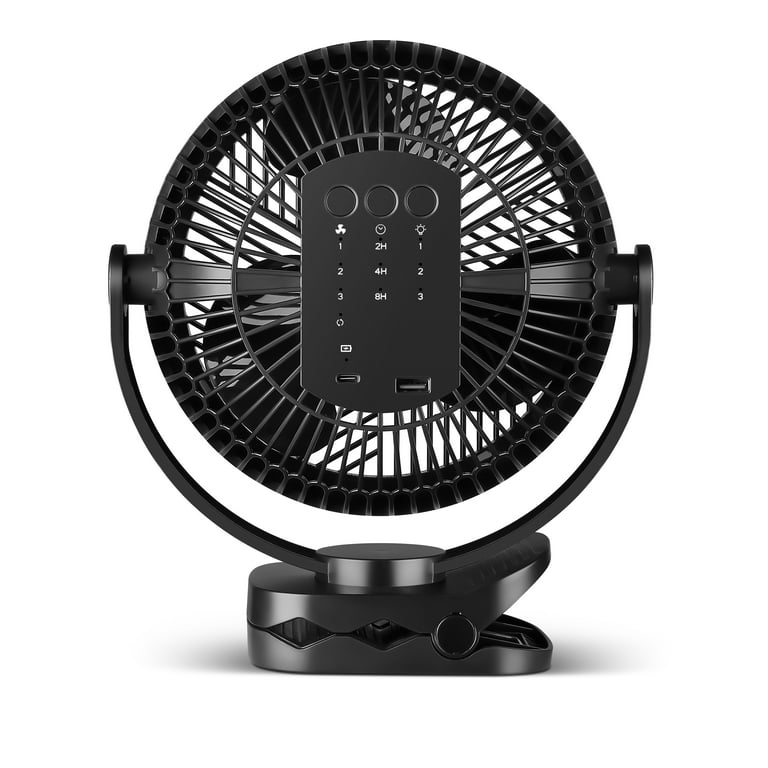 7" Rechargeable Clip and Table Fan with LED and Timer, 4 Speeds, for Stroller, Car Seat, Treadmill, Black - Walmart.com