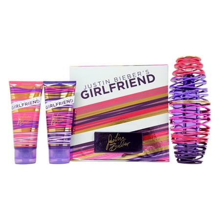 Justin Biebers Girlfriend by Justin Bieber for Women - 3 Pc Gift Set 3.4oz EDP Spray, 3.4oz Touchable Body Lotion, 3.4oz Be With Me Body Wash