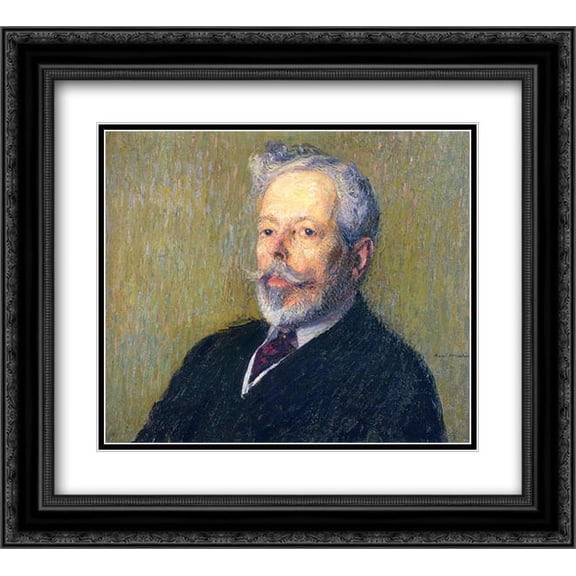 Henri Martin 2x Matted 24x20 Black Ornate Framed Art Print 'Self Portrait'