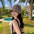 thumbnail image 3 of Liuchenyi Womens Sun Hat Womens Sun Hat Knitted Bucket Wide Brim Striped Summer Breathable Crochet Cap Packable Foldable, 3 of 3