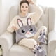 thumbnail image 3 of Conjunto de Pijamas de franela para mujer, ropa de dormir de conejo, Negligee, plantas, lencería de invierno, Kawaii, dibujos animados, 3 of 4