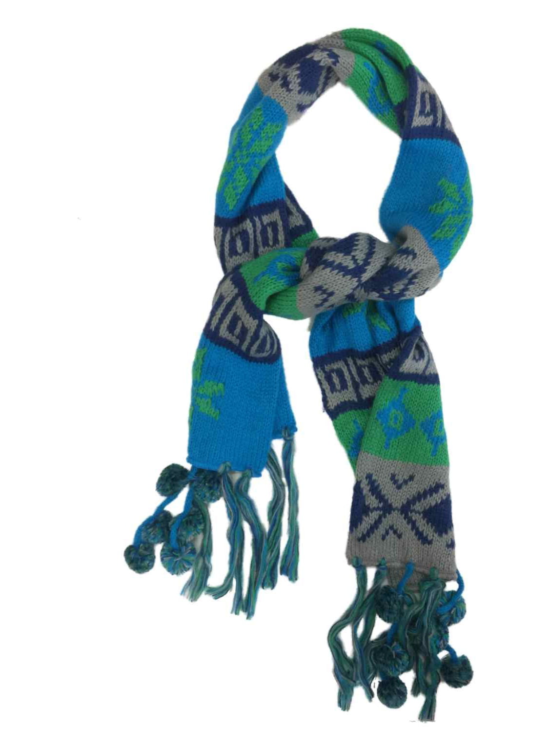 Blues and Pinks Multi Colour Stretchy Textured Scarf with Greens