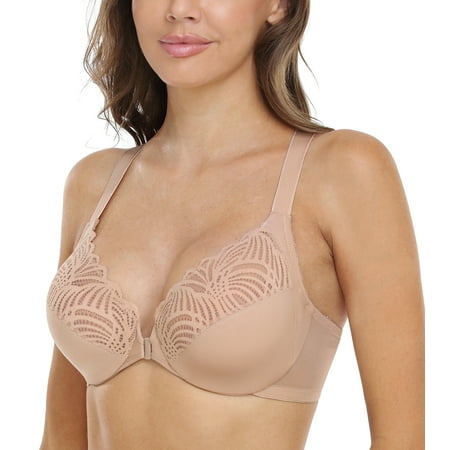 

Exclare Racerback Full Figure Underwire Women s Front Close Bra Plus Size Seamless Unlined Bra For Large Bust(Beige 42D)