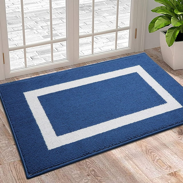 XICEN Indoor Door Mat, 20x32, Non-Slip Absorbent Resist Dirt Entrance Rug, Machine Washable Low-Profile Inside Entry Door Rugs for Entryway, Navy
