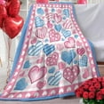 thumbnail image 5 of Valentines Day Flannel Blanket, Pink Blue Love Heart Throw Blanket Gifts for Women Girls Wife, Soft Blanket for Anniversary Wedding Bedding Sofa 50 x 60 Inch, 5 of 6