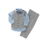 Kenneth Cole Reaction Boys' 4-piece Grey and Blue Pant Suit, Sz 7