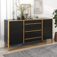 thumbnail image 4 of TREXM Modern Style 59"L Sideboard with Large Storage Space and Gold Metal Legs for Living Room and Entryway (Black), 4 of 11