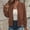 Brown, variant on Brondbend Womens Jackets Coats for Women Crewneck Long Sleeved Full Zipper Solid Color Top Loose Fit Trendy Fall Winter Party Work Comfortable Outerwear Army Green