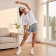 thumbnail image 6 of Shorts for Women Cotton Yoga Short Pants Summer Elastic Waist Athletic Cycling Hiking Sports Shorts, 2XL, 6 of 7