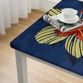 thumbnail image 4 of Round Tablecloth Durable Waterproof Wipeable Oil-Proof Plastic Table Cloth Cover 55 Inch Navy Blue + Cream, 4 of 7