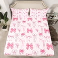 thumbnail image 2 of Manfei Teens Pink Bowknot Full Size Sheets, Cute Buffalo Ribbon Bow Bed Sheets, Princess Cartoon Theme Sheet Sets, Breathable Home Decor, 4pcs, 2 of 7