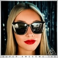 thumbnail image 2 of Womens Oversized Cat Eye Chic Metal Arm Plastic Sunglasses Clear - Black, 2 of 9