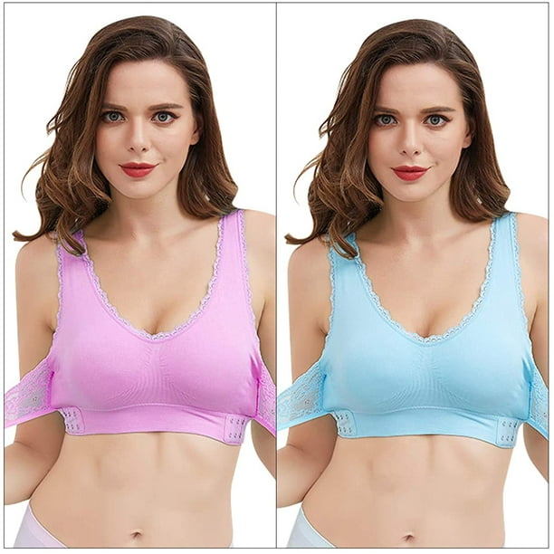 Caramia Bra for Women Full Support Wireless Bras Seamless Push Up Bra Front  Cross Side Buckle Lace Bras 