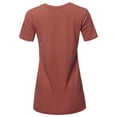 thumbnail image 3 of A2Y Women's Basic Solid Premium Cotton Short Sleeve V-neck T Shirt Tee Tops Dark Rust 1XL, 3 of 6
