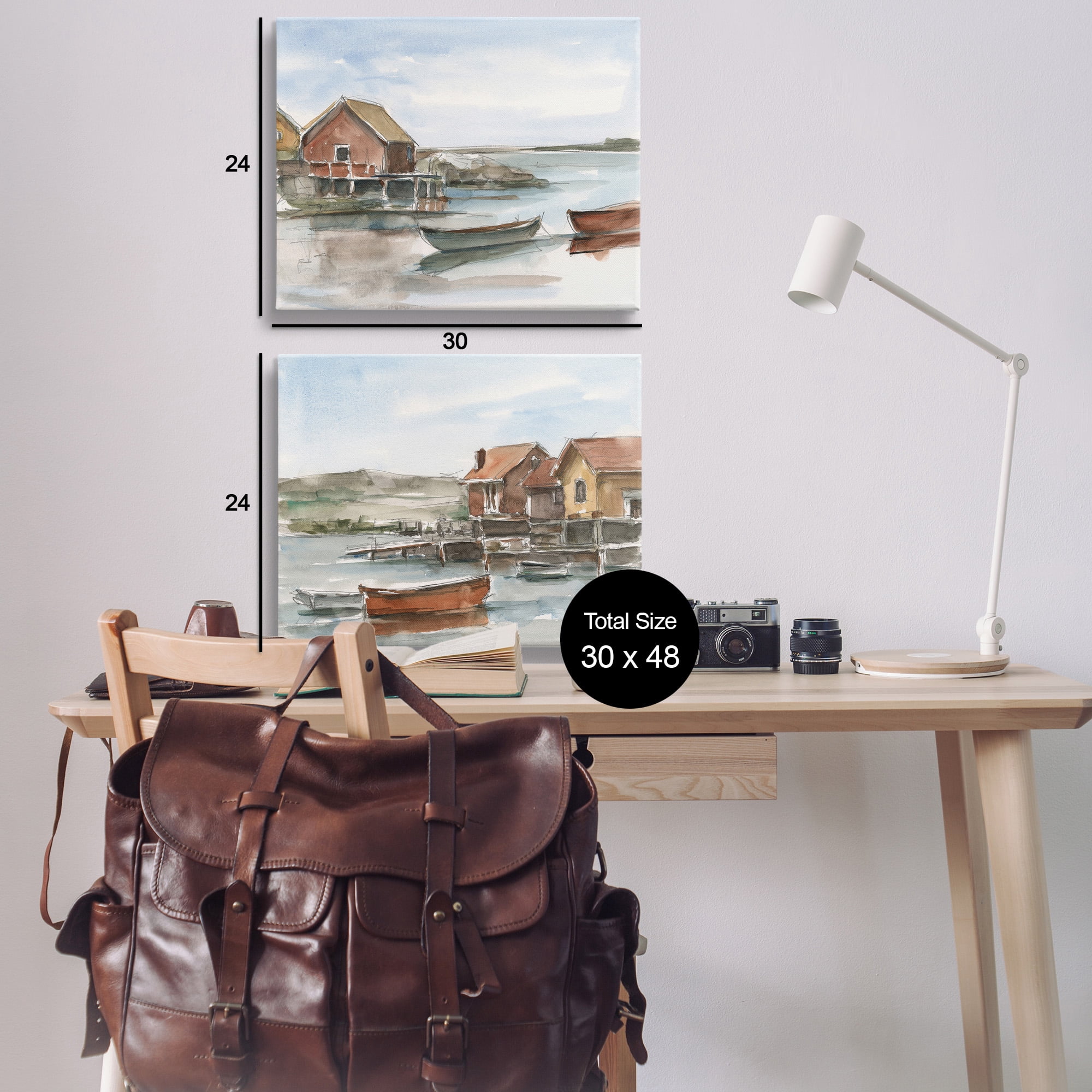 Stupell Industries Coastal Shack Landscape Landscape Painting Gallery Wrapped Canvas Art Print Wall Art, 30 x 24, Set of 2