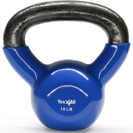 Yes4All Vinyl Coated Kettlebell - Great for Full Body Workout (Single) 10lbs - 50