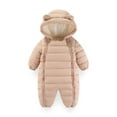 thumbnail image 3 of GYRATEDREAM kids Unisex Baby Hooded Winter Outerwear Snowsuit Newborn Infant Warm Fleece Jacket Jumpsuit Romper Thick Coat for 6-12M Pink, 3 of 6
