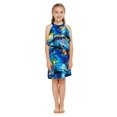 thumbnail image 1 of Robe Hawaïenne pour Fille à Col Rond avec Volants au Coucher de Soleil Néon, 1 of 5