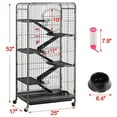 thumbnail image 3 of Large 6 Level Rolling Pet Cage with 3 Doors, Pet Bowl, and Water Bottle for Small Animals, Black, 3 of 7