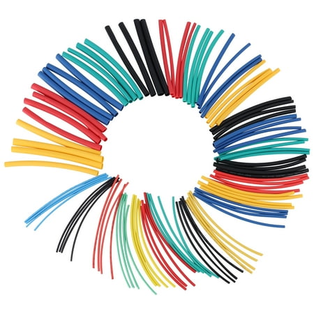 100-Piece Heat Shrink Tube Set – 5 Sizes (1-5mm) X 100mm, 5 Colors – XLPE Insulated Sleeving For Wire Protection, Flame Retardant