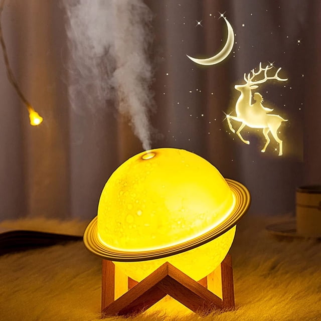 Humidificador de lámpara de luna JAMW Luz nocturna de luna con impresión 3D Carga USB 3 colores Sencillez