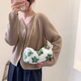 thumbnail image 2 of Sywqhk Bonito Bolso De Hombro Con Cilindro De Flores Para Mujer, Cadena De Invierno, Monedero De Felpa (Verde) Sywqhk Para estrenar, 2 of 9