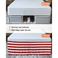 thumbnail image 6 of Modern Simple Bed Skirt Queen Size 16" Drop Red White Stripes Ruffled Wrap Around Bed Skirts Adjustable Elastic Bedskirt Dust Ruffle for Queen Size Bed, 6 of 7