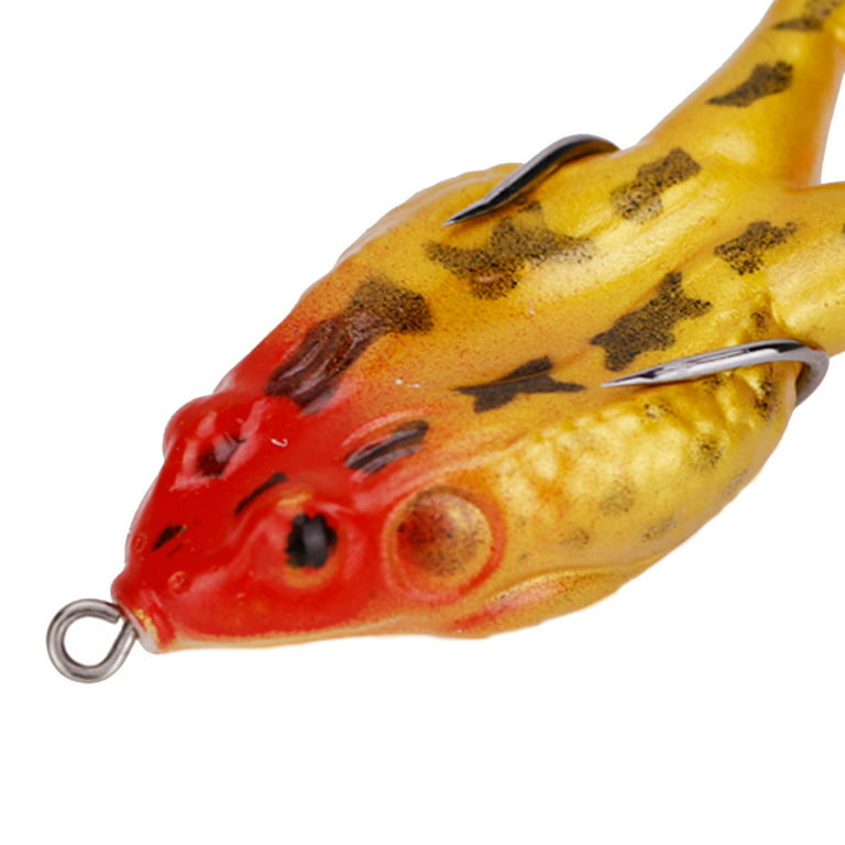 Soft Frog Bait Double Propellers Legs 3D Eyes 9cm Lifelike Silicone Skin Pattern Frog Lure for Bass Snakehead Pike, Size: Large