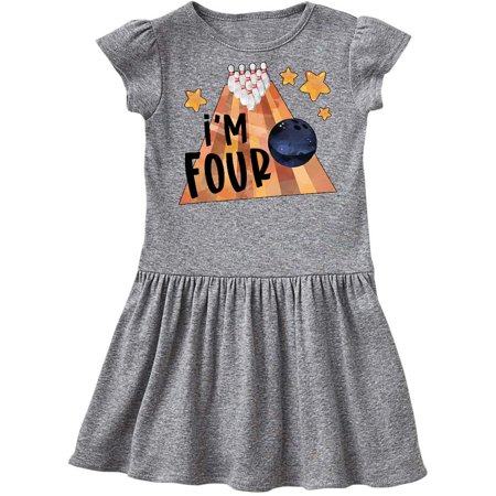 

Inktastic I m Four Bowling Ball and Pins 4th Birthday Gift Toddler Girl Dress