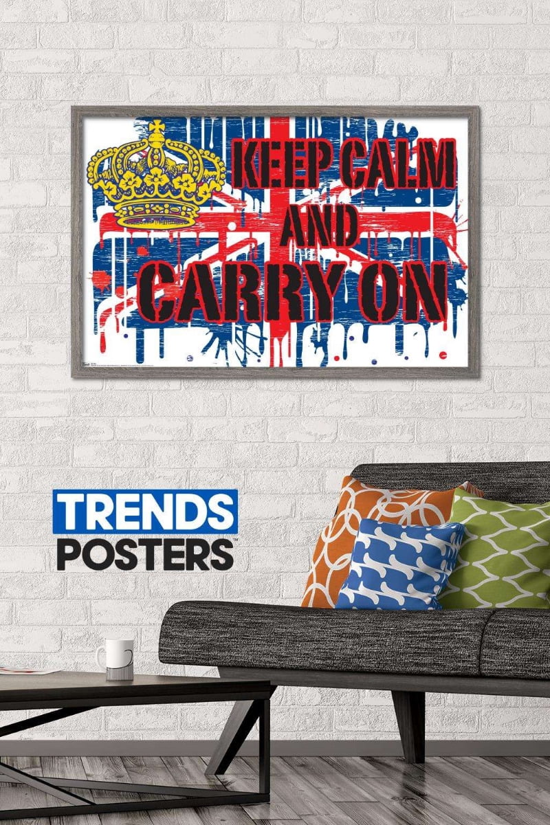 Keep Calm Wall Poster, 22.375" x 34", Framed
