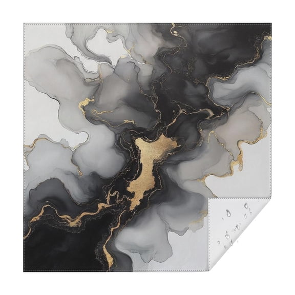 Black Gray Gold Marble Pattern Square Tablecloth,Waterproof Square Table Cover,Wipeable Spillproof Washable Table Cover for Home Kitchen Party Decor 42"X42"(107x107cm)