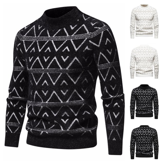 LOVZFMLL Sweaters for Men, Solid Color Acrylic Crew Neck Ribbed Pullover, Casual Everyday Stretchy, Warm Winter Tops, Fall Clothes