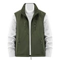 thumbnail image 1 of Men's Vest Fall Multi Pocket Turn Down Collar Have Zipper Solid Color Warm Outerwear Vest, 1 of 4