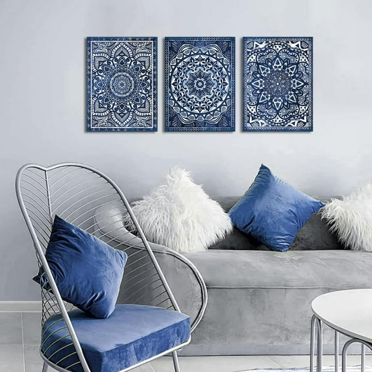 Navy Blue Wall Decor with Talavera Mandala and Moroccan Art Prints Vintage Wall Art for Bohemian and Mexican Decor Elegant Artistic Wall Decorations for Home Walmart