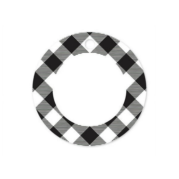 Paquete de 50 etiquetas de regalo redondas con estampado de cuadros escoceses negros, de 7,6 cm (3") para celebraciones, fiestas, días festivos, cumpleaños y eventos. Fabricadas en EE. UU.